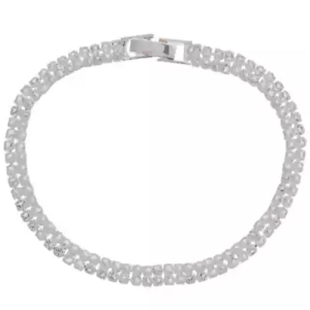 New 7” Silver Rhinestone Tennis Bracelet - Silver